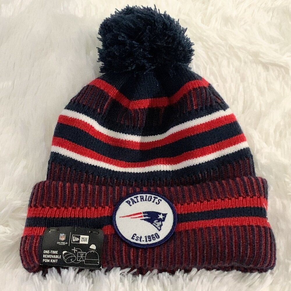 New England Patriots Pom Knit Hat NWT